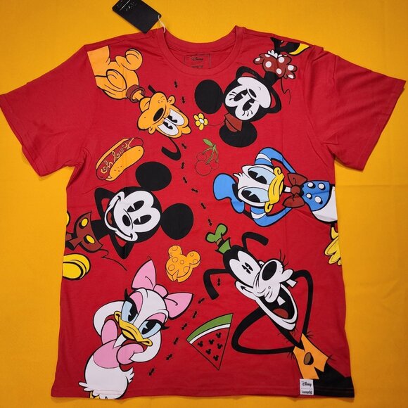 Loungefly Disney Mickey & Friends Picnic Red T Shirt Size L NEW - Picture 1 of 8